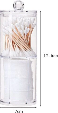 Without Lemon - Wattenstaafjes En Wattenschijfjes Houder - Dubbel Transparant Opberghouder - Opbergdoosje - Makeup Organizer - Open En Dichte Houder - Met Deksel - Stapelbaar -Mode Cosmetica Winkel 613x1200 3