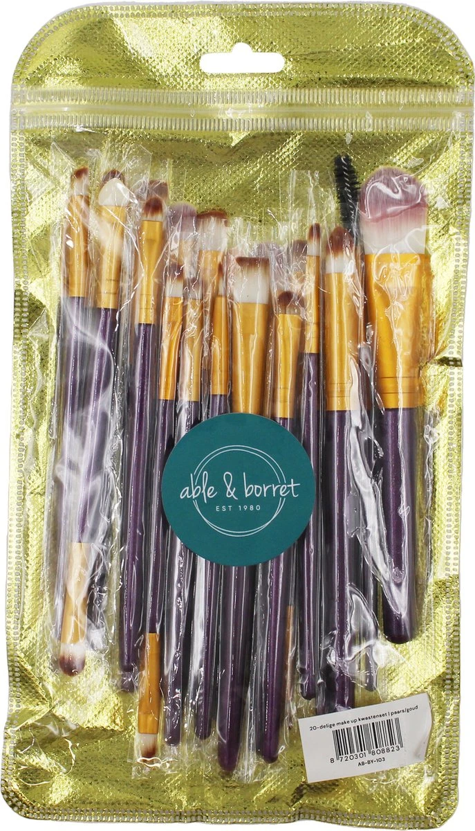 Merkloos Makeup Kwasten - Makeup Set - Makeup Geschenksets - 20delig - Paars - Goud - Able & Borret 3 Merkloos Makeup Kwasten - Makeup Set - Makeup Geschenksets - 20delig - Paars - Goud - Able & Borret - Afbeelding 3
