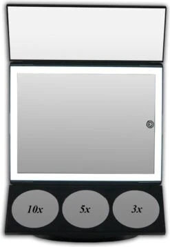 Grote Drieluik LED Make-up Spiegel Touch Knop En Dimmer 1, 3, 5 En 10 Maal Vergroting Inclusief Usb Kabel, Spiegels -Mode Cosmetica Winkel 829x1200 2