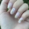 Merkloos Wit/goud Lijntjes Nagels - Plaktabs - Plaknagels - Glitter- Kort
