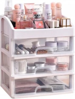 Without Lemon - Make Up Organizer - Opbergdoos Met 3 Lades - Cosmetica - Beauty - Sieraden - Opbergvakken - Cadeau Tip - Wit