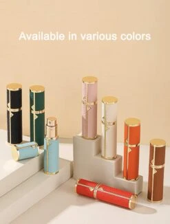 Hervulbare Parfumverstuiver-5ml-Mini Parfumverstuiver-Kleine Spuitfles Voor Parfum-Lege Parfumflesje Voor Op Reis Glasspray Draagbaar Parfumpakket Met Lederen Hoes - Mandarijn Groen -Mode Cosmetica Winkel 908x1200