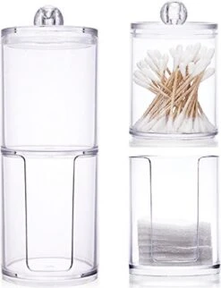 Without Lemon - Wattenstaafjes En Wattenschijfjes Houder - Dubbel Transparant Opberghouder - Opbergdoosje - Makeup Organizer - Open En Dichte Houder - Met Deksel - Stapelbaar -Mode Cosmetica Winkel 920x1200 2