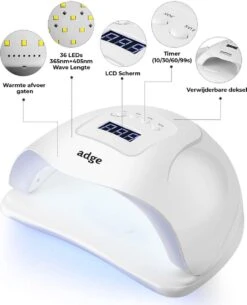 Adge - 54W LED Nageldroger Voor Gelnagels - Geschikt Voor ALLE Nagel Gellak - 36 LEDs - Met Timer -Mode Cosmetica Winkel 972x1200