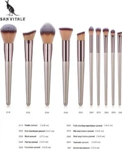 San Vitale® - Luxe Professionele Make Up Kwasten Set - Make Up Brush - Vegan Penselen - Inclusief Pouch - Make Up Pouch Met 10-delig Penselen Set - Champagne/goud -Mode Cosmetica Winkel 989x1200 3