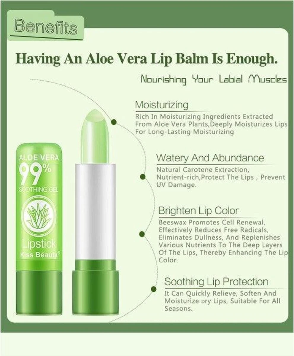 Kiss Beauty Aloë Vera Lip Gel Balm Lipstick - Kleurverandering Langdurige - Hydraterende - Lip Moisturizer Jelly Balm 2 Kiss Beauty Aloë Vera Lip Gel Balm Lipstick - Kleurverandering Langdurige - Hydraterende - Lip Moisturizer Jelly Balm - Afbeelding 2